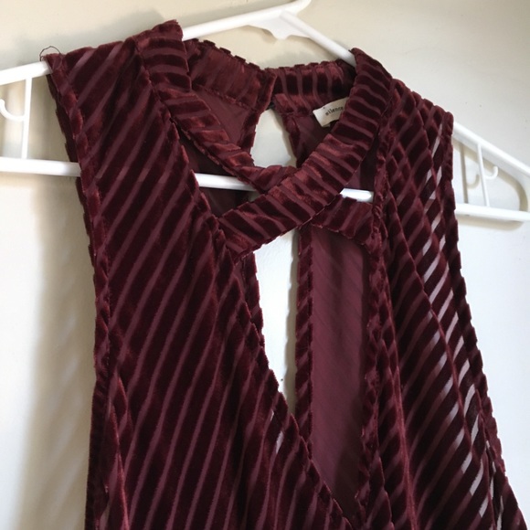 maroon velvet burnout 60s striped tank keyhole tunic - Picture 5 of 6